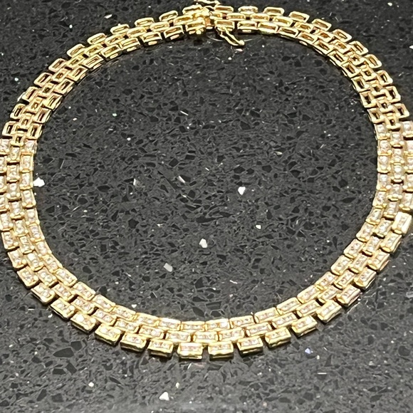 Suzanne Somers Vintage Panther Link CZ Channel Set tennis Necklace HSN 1994 RARE - Picture 5 of 5